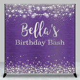 Aperturee - Aperturee Purple Silver Diamonds Custom Name Birthday Backdrop